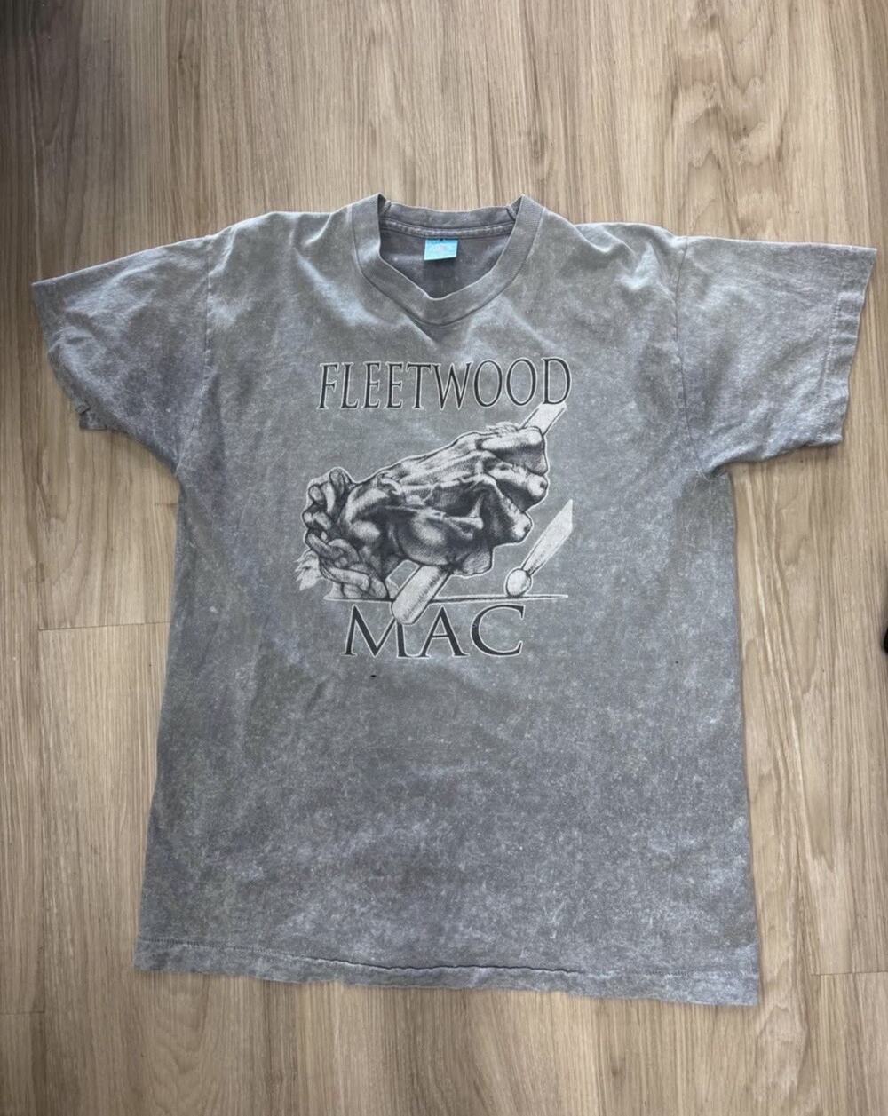 Fruit of the Loom Vintage Fleetwood Mac Graphic Tee Gray 100% Cotton Size L